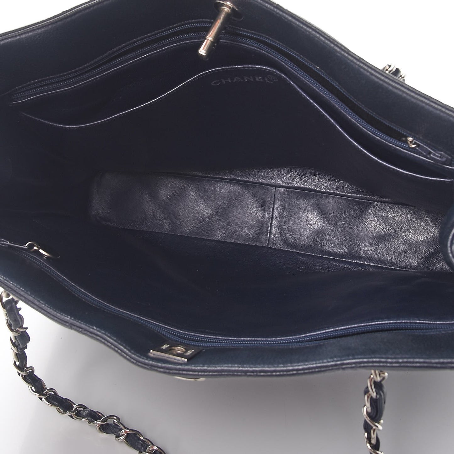 Caviar Quilted Shopper Tote Navy