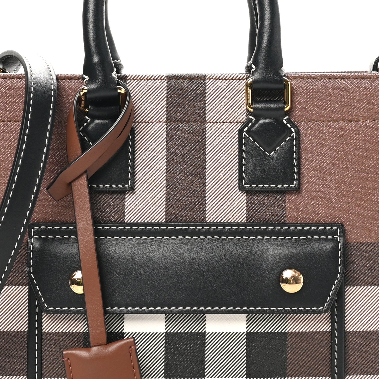 Burberry E-Canvas Check Calfskin Mini Freya Tote Dark Birch Brown 7 of 9