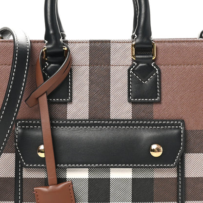 Burberry E-Canvas Check Calfskin Mini Freya Tote Dark Birch Brown 7 of 9