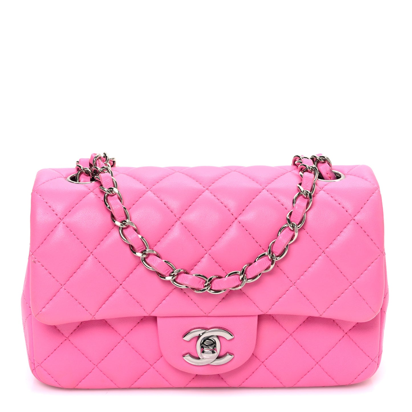 Lambskin Quilted Mini Rectangular Flap Pink