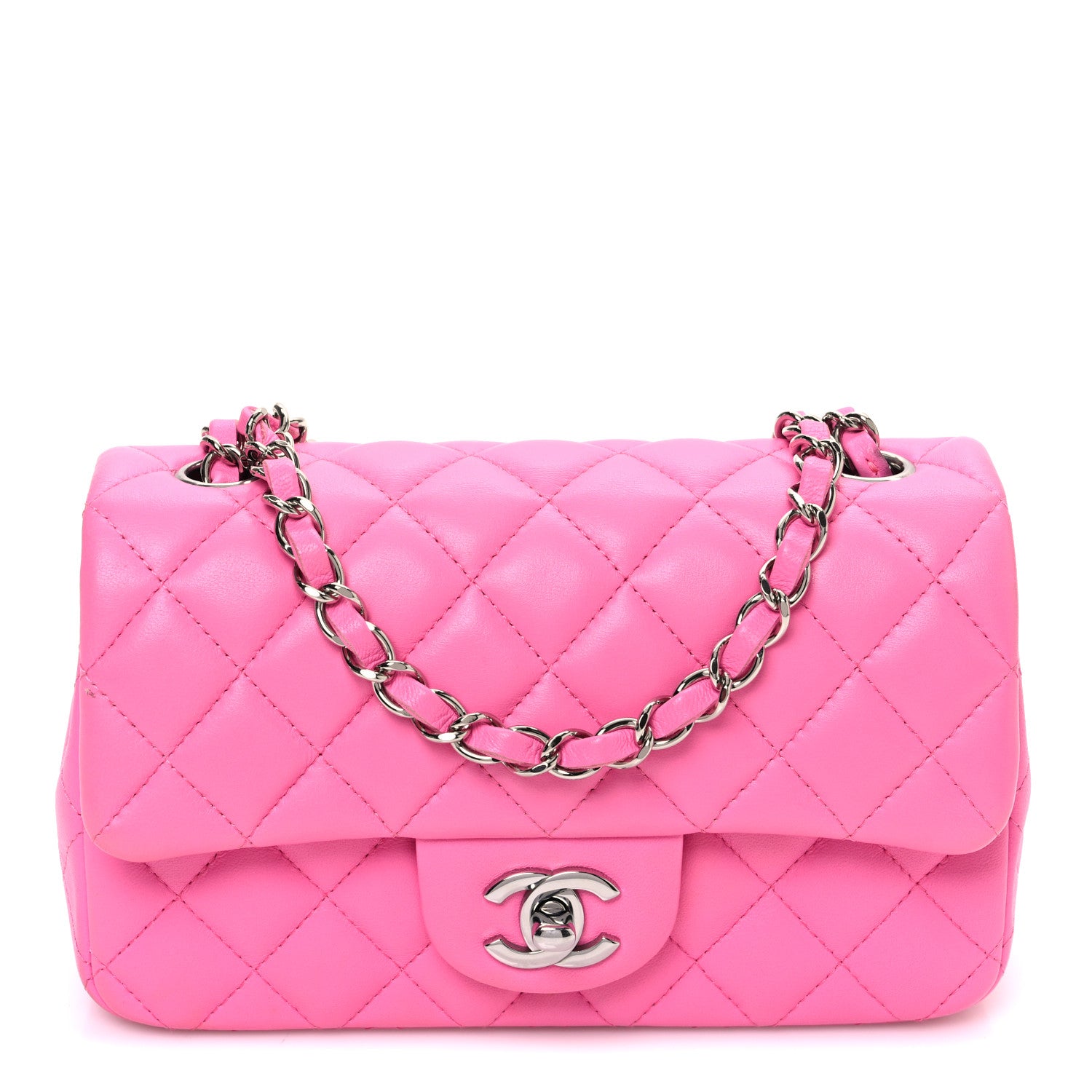 Chanel Lambskin Quilted Mini Rectangular Flap Pink 1 of 12