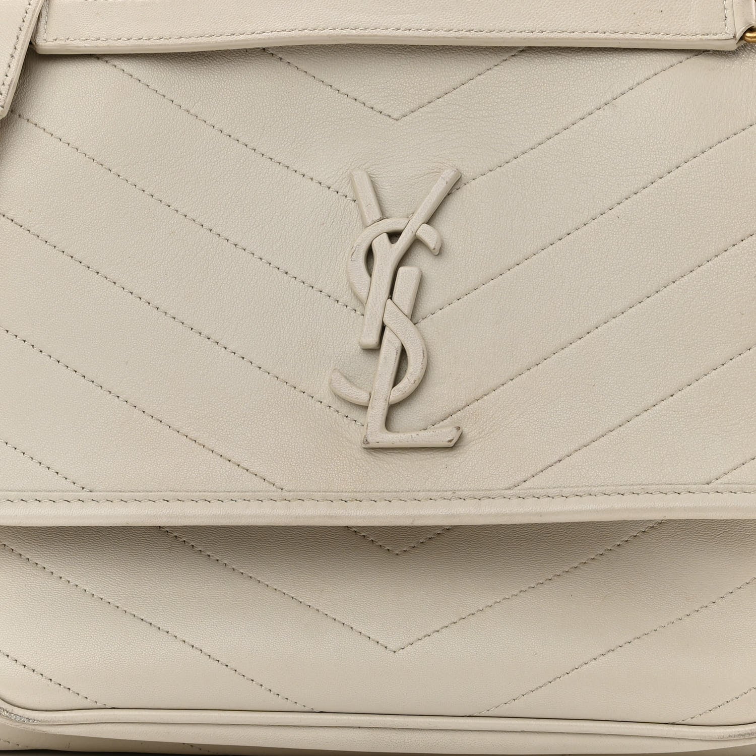 Saint Laurent Lambskin Matelasse Monogram Medium Niki Chain Satchel Ivory 7 of 19