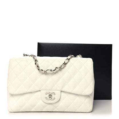 Chanel Caviar Quilted Jumbo Single Flap White 13 of 13