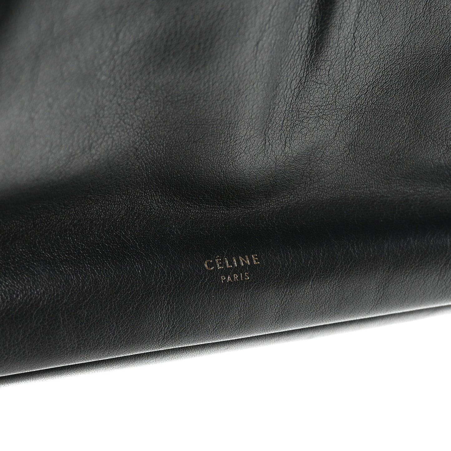 Calfskin Pleated French Lock Clutch Black