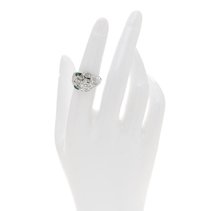 Bulgari 18K White Gold Diamond Emerald Serpenti Seduttori Ring 52 6 2 of 8