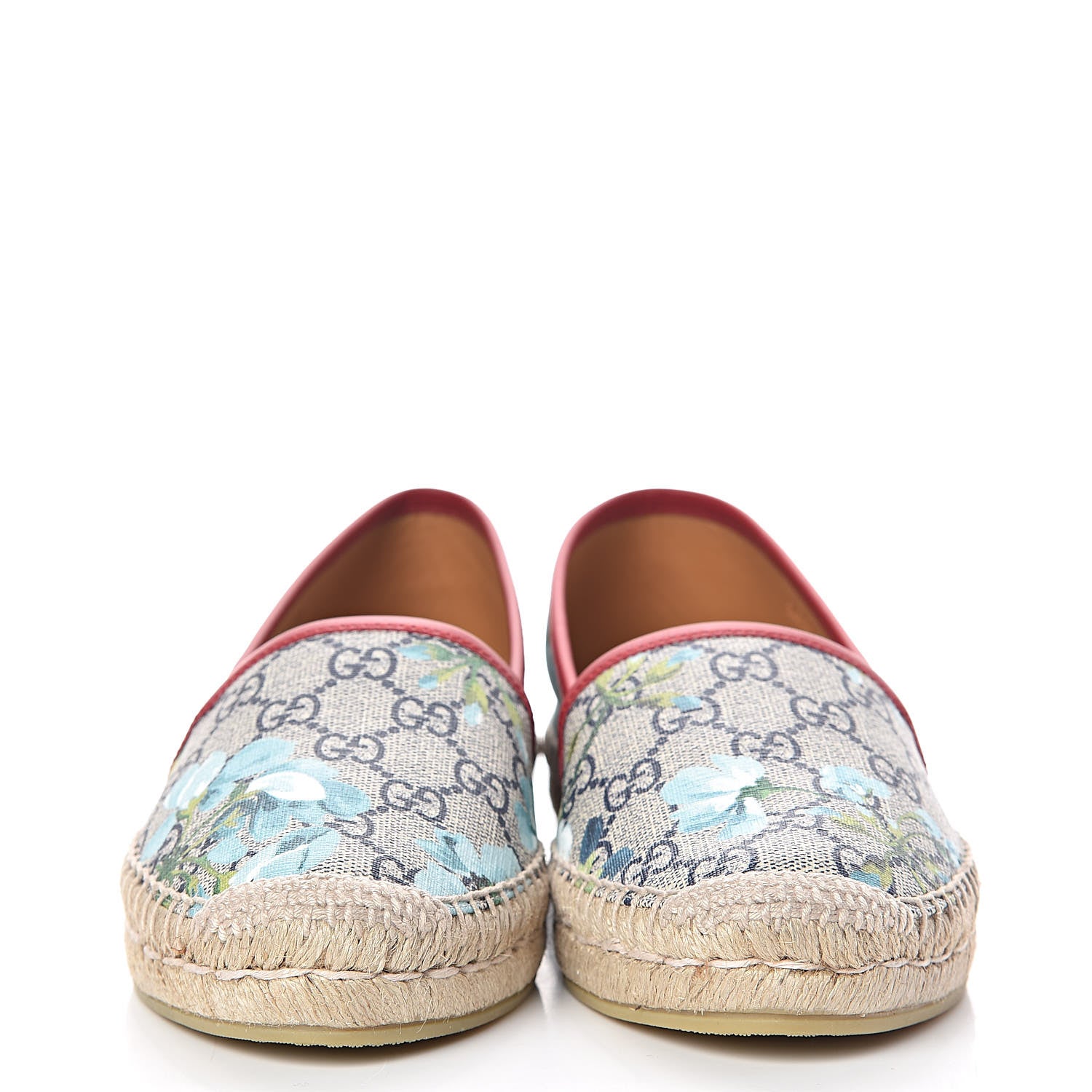 Gucci GG Supreme Monogram Blooms Espadrilles 37 Beige Blue Navy Hibiscus Red 2 of 11