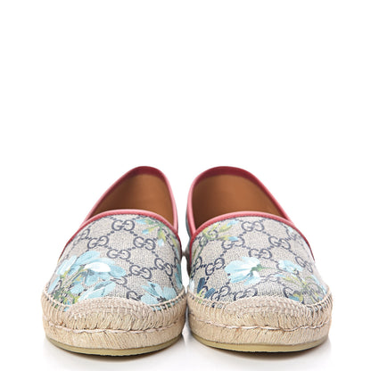 Gucci GG Supreme Monogram Blooms Espadrilles 37 Beige Blue Navy Hibiscus Red 2 of 11