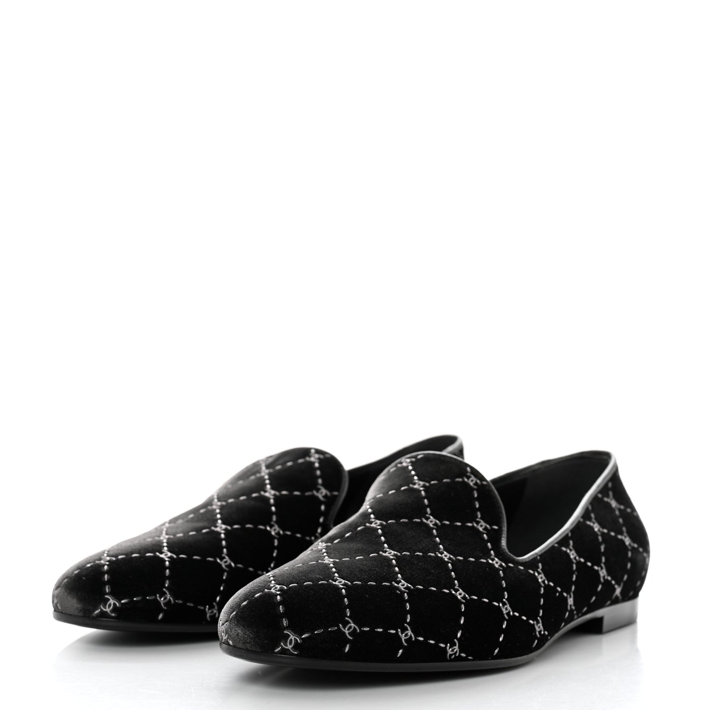 Velvet Moccasin Loafers 39 Black