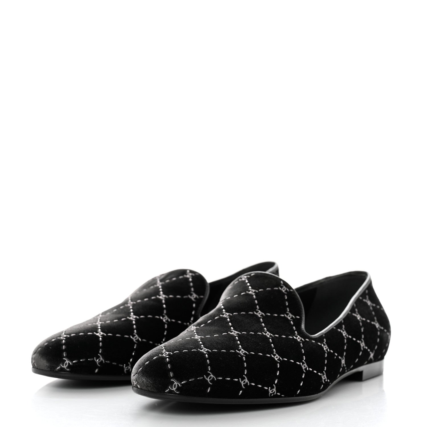 Chanel Velvet Moccasin Loafers 39 Black 3 of 8