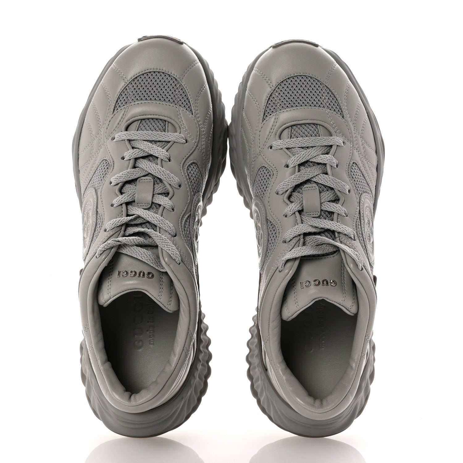 Gucci New Nappa Sombre Interlocking G Ripple Mens Platform Sneakers 8 Grey Sky 2 of 9