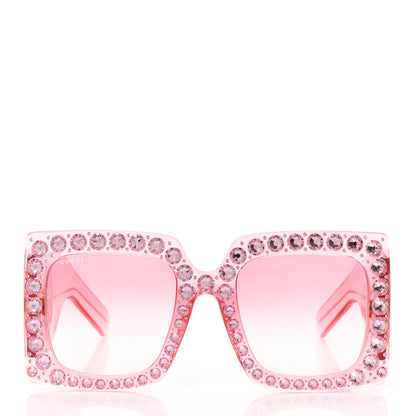 Gucci Acetate Crystal Oversize Sunglasses GG0145S Pink 2 of 7