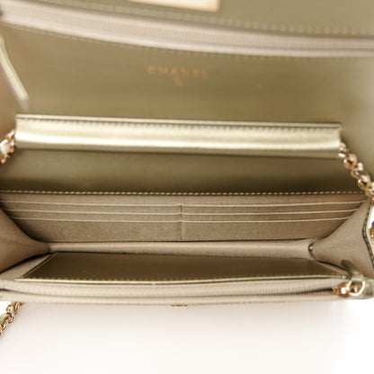 Chanel Metallic Aged Calfskin Quilted Reissue Wallet On Chain WOC Green 5 of 11
