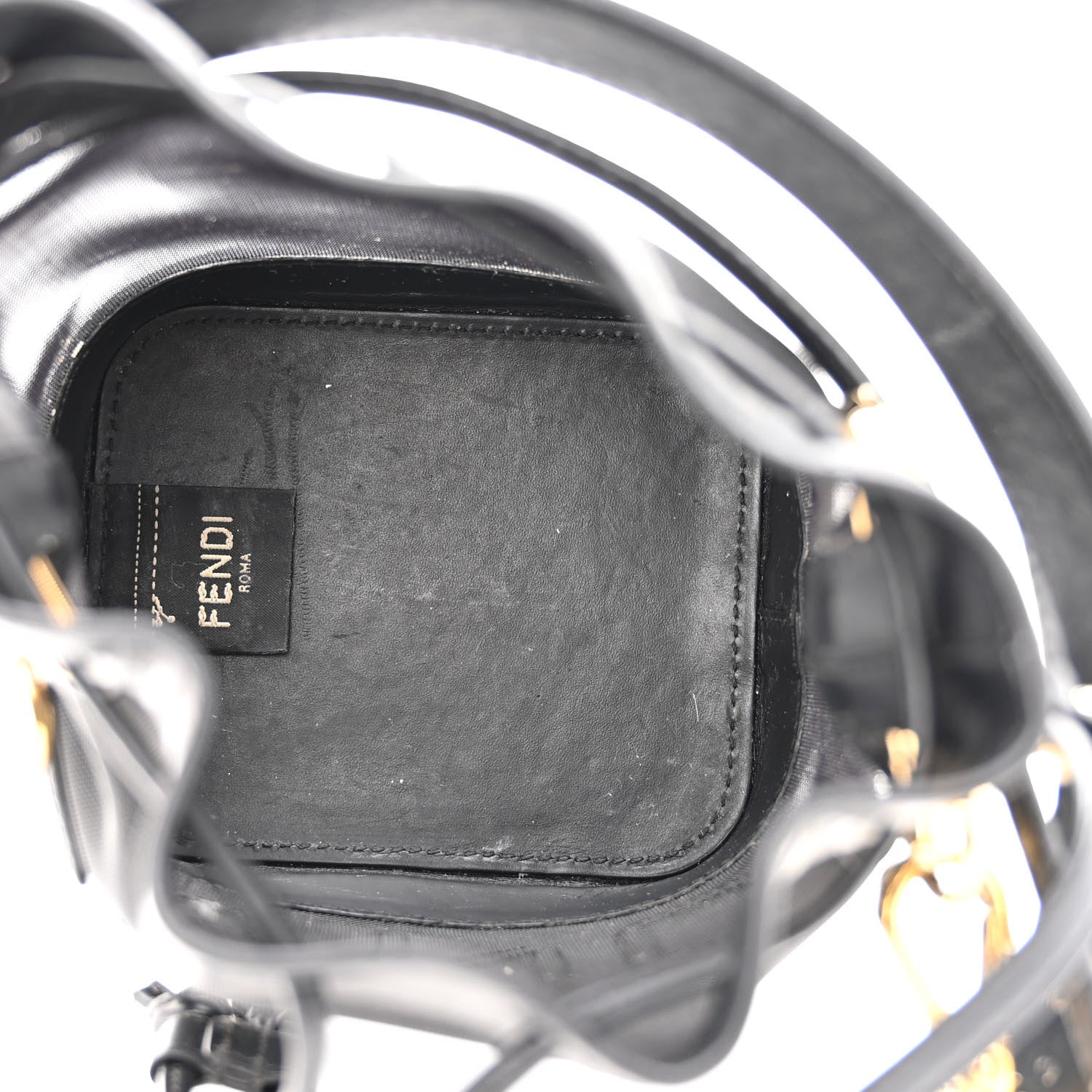 Fendi Mesh Vitello King F is Fendi Logo Embroidered Mini Mon Tresor Bucket Bag Black 5 of 13