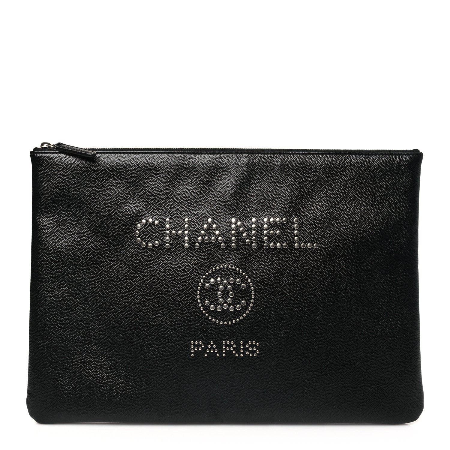 Chanel Caviar Studded Medium Deauville Pouch Black 1 of 11