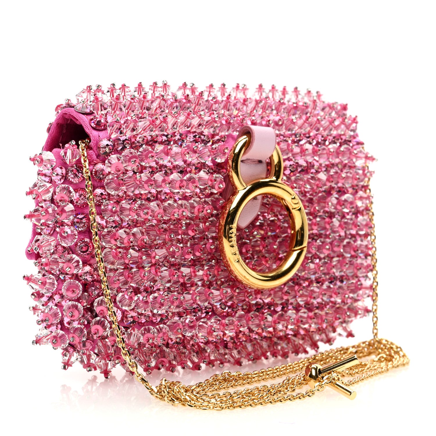 Fendi Satin Crystal Beaded Nano Baguette Charm Orchidea 1499180