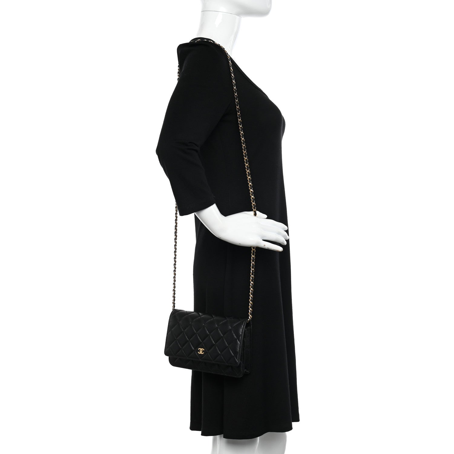 Chanel Lambskin Quilted Wallet On Chain WOC Black 2 of 12