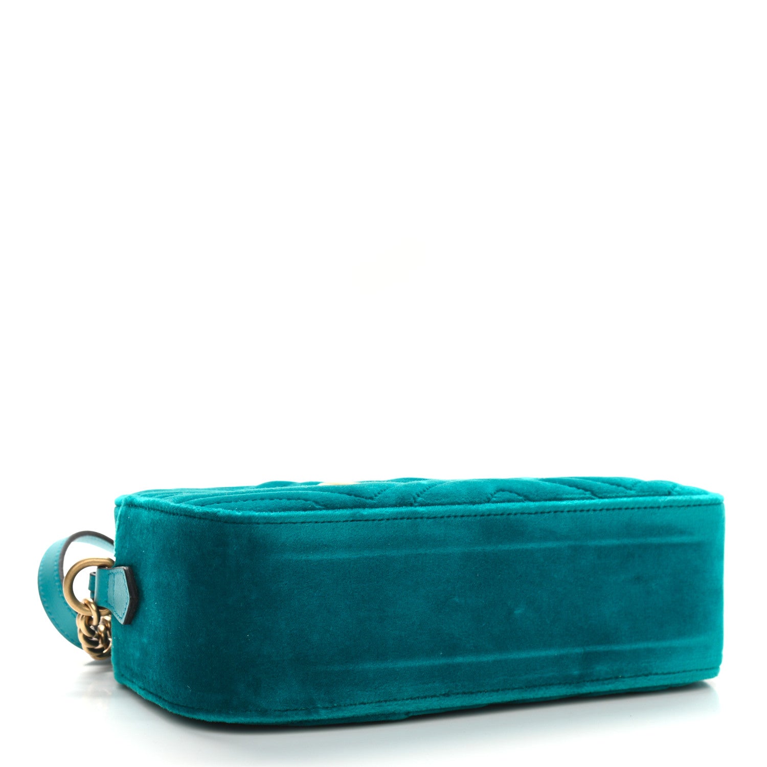 Gucci Velvet Matelasse Small GG Marmont Chain Shoulder Bag Pavone Cyan 4 of 10