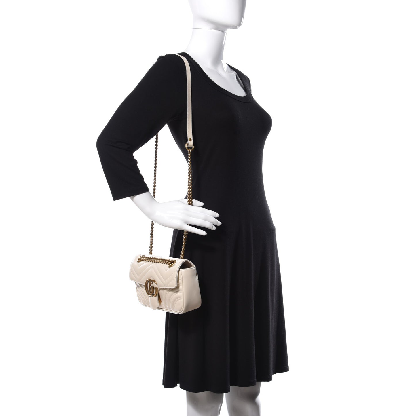 Calfskin Matelasse Mini GG Marmont Shoulder Bag White