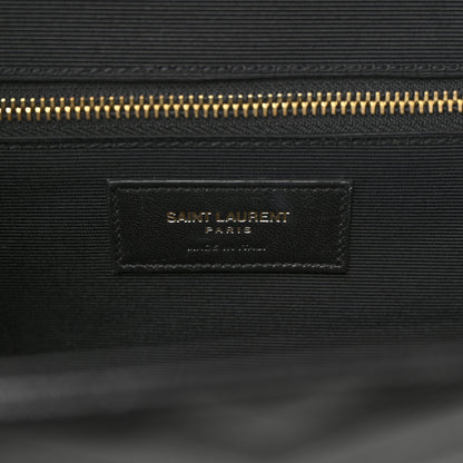 Saint Laurent Grain De Poudre Matelasse Chevron Large Monogram Satchel Black 6 of 13