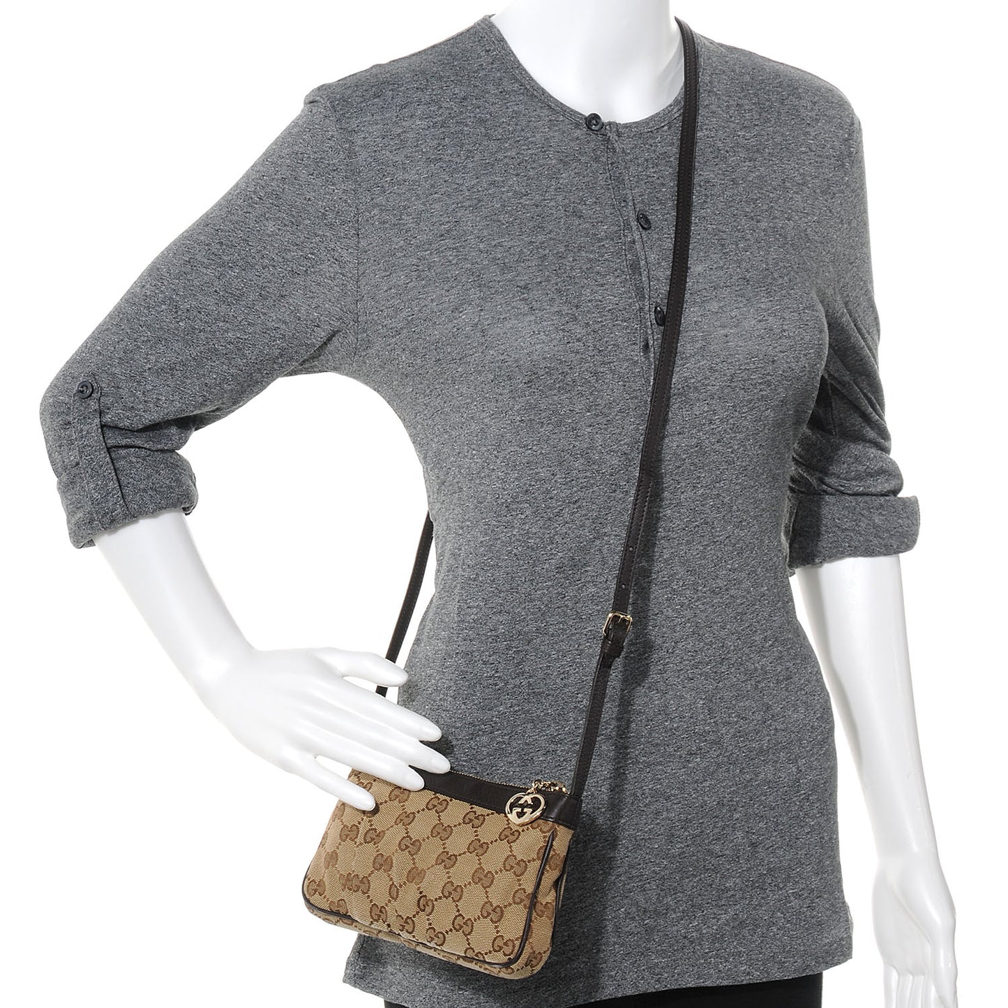 Monogram GG Heart Charm Crossbody Pochette Ebony