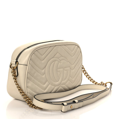 Gucci Calfskin Matelasse Small GG Marmont Chain Shoulder Bag White 3 of 8