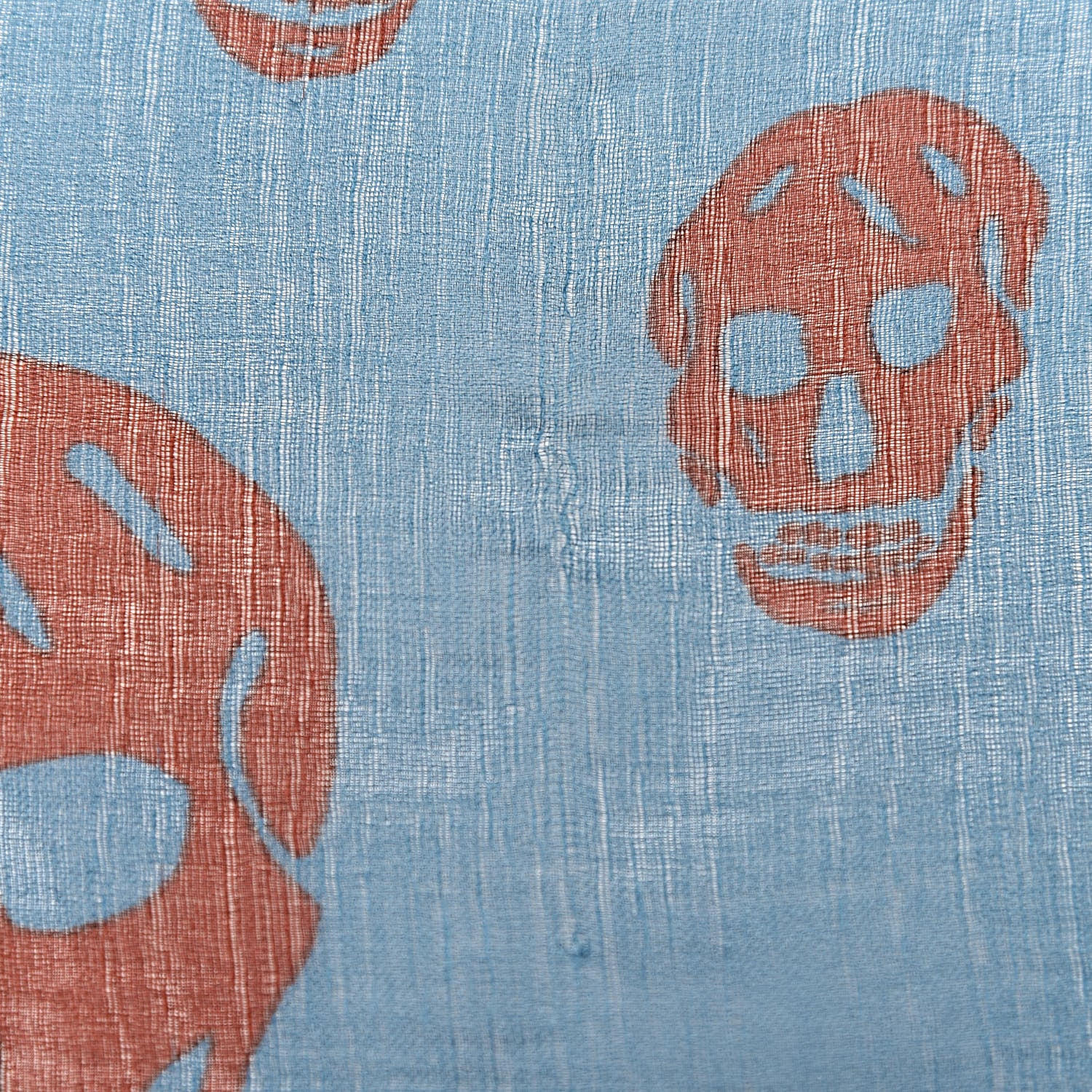 Alexander McQueen Silk Chiffon Skull Scarf Blue 5 of 5
