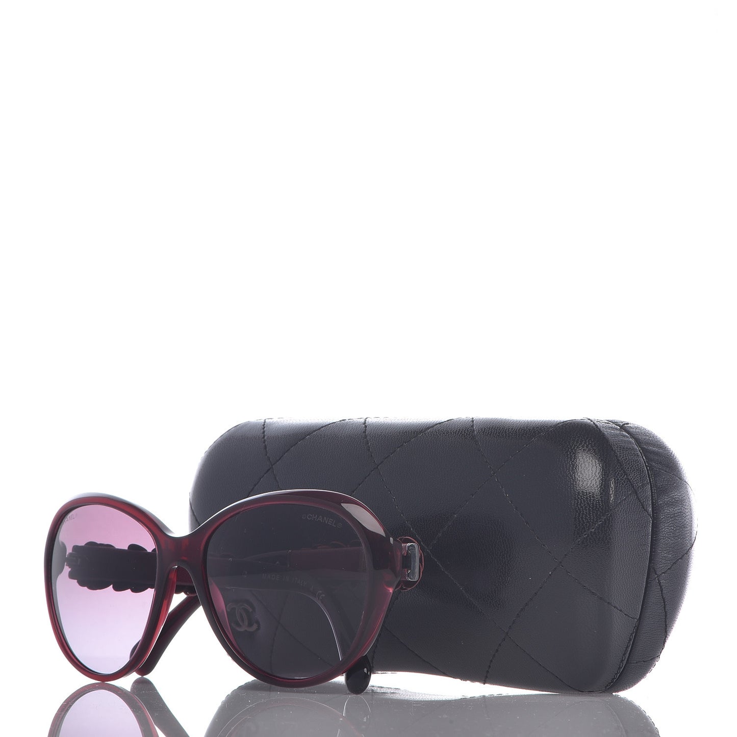 Lambskin Camellia CC Sunglasses 5316-Q Red