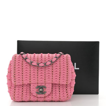 Chanel Lambskin Crochet Embroidered Mini Flap Pink 14 of 14