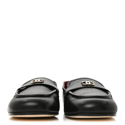 Chanel Goatskin CC Mocassin Loafers 38.5 Black 3 of 9
