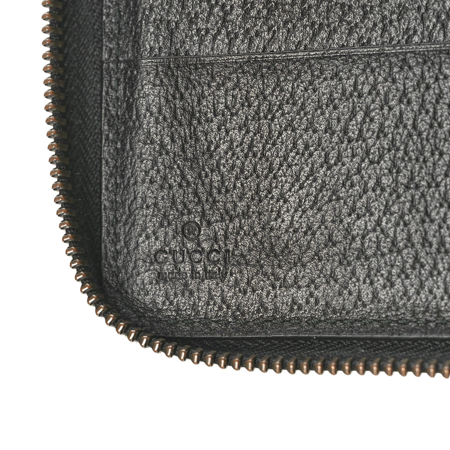 Dollar Calfskin Bee Star Zip Around Wallet Black