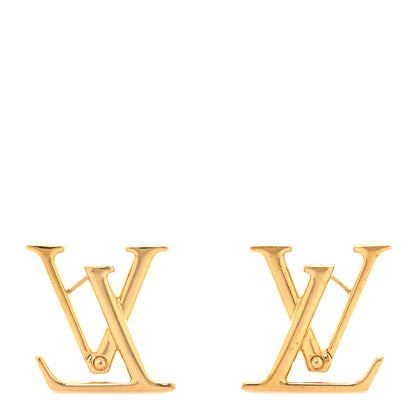 Louis Vuitton Metal Macro LV Earrings Gold 1 of 6