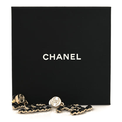 Chanel Lambskin Chain CC Drop Earrings Black Gold 5 of 5