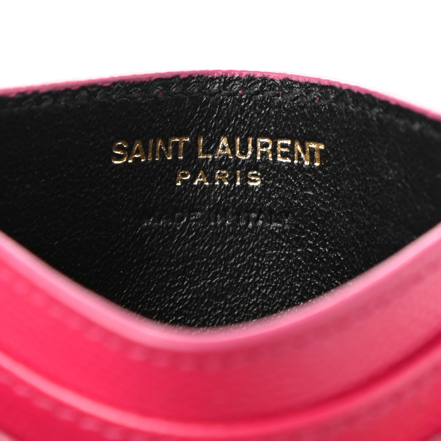 Saint Laurent Grain De Poudre Matelasse Chevron Monogram Credit Card Case Fresh Fuxia 7 of 8