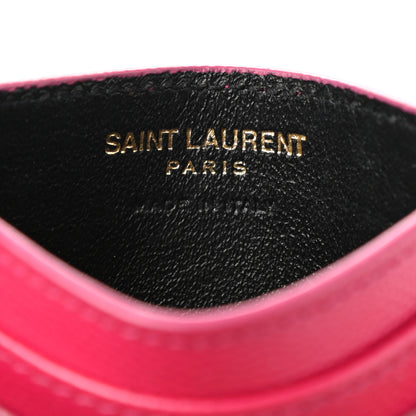 Saint Laurent Grain De Poudre Matelasse Chevron Monogram Credit Card Case Fresh Fuxia 7 of 8