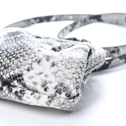 Balenciaga Calfskin Logo Python Effect Cloud Clutch XS Black White 8 of 8