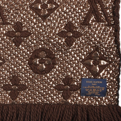 Louis Vuitton Wool Silk Logomania Shine Scarf Marron 3 of 3