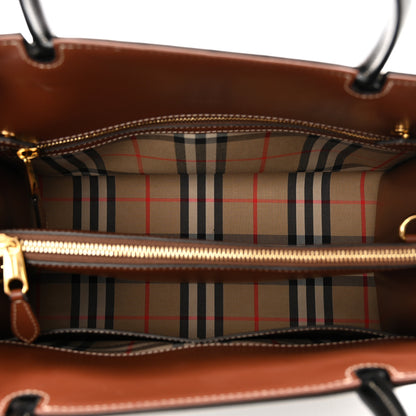 Burberry Calfskin Vintage Check Small Two Handle Title Bag Black 5 of 10