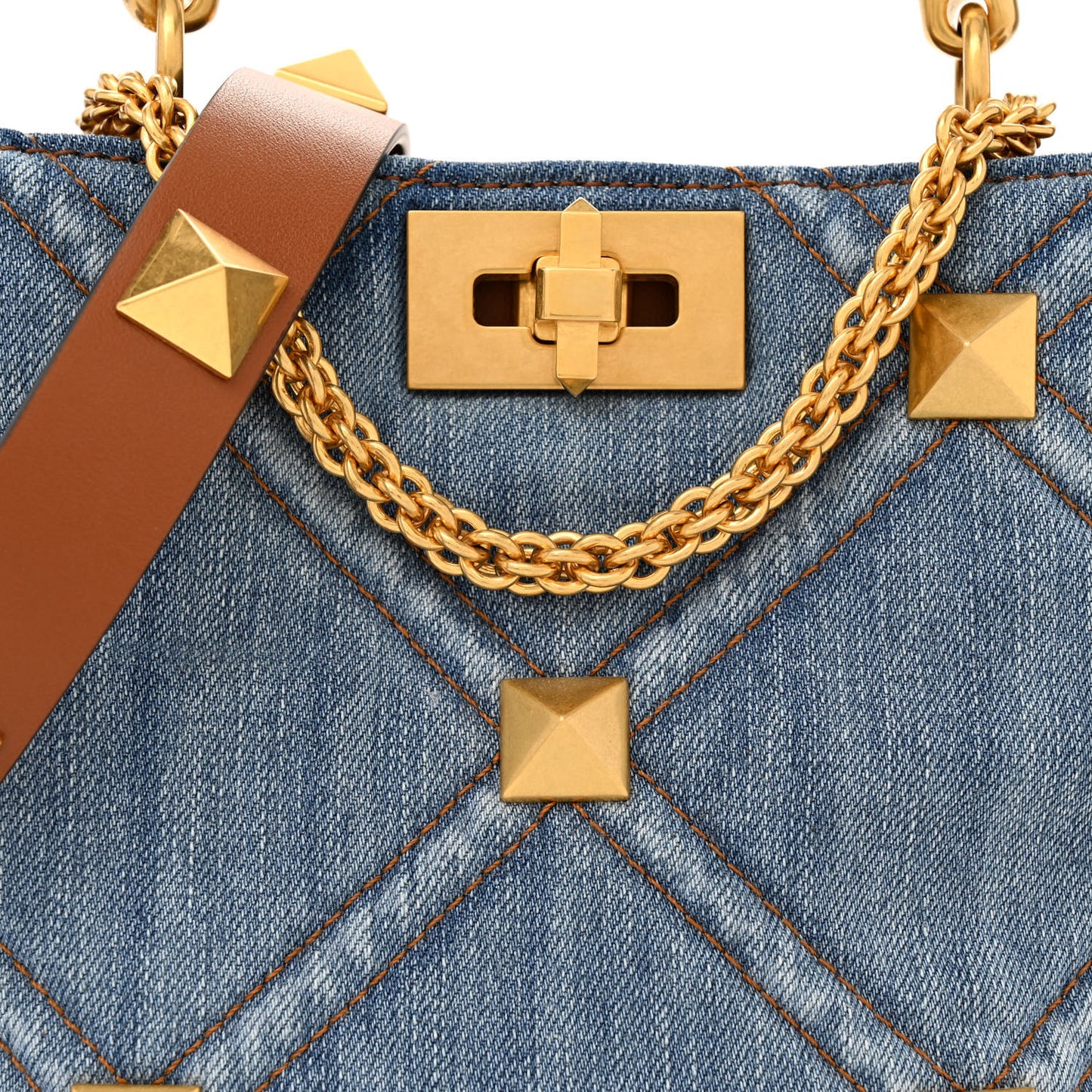 Denim Small Roman Stud The Handle Bag Light Denim Selleria
