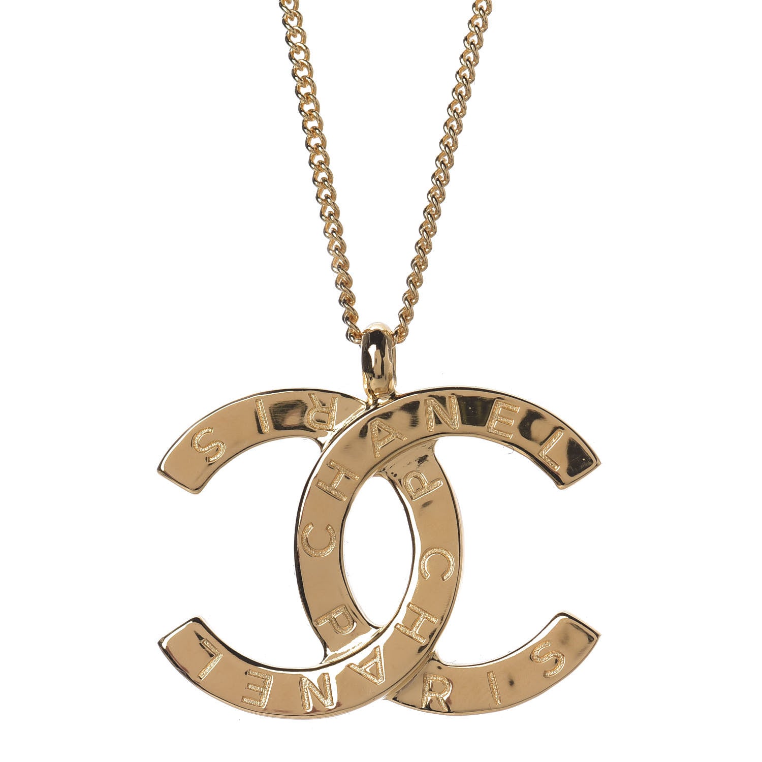 Chanel Metal CC Paris Button Necklace Gold 1 of 6