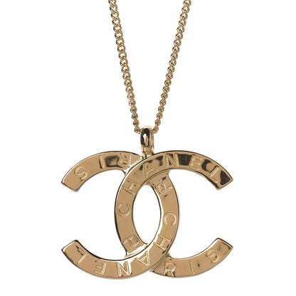 Chanel Metal CC Paris Button Necklace Gold 1 of 6