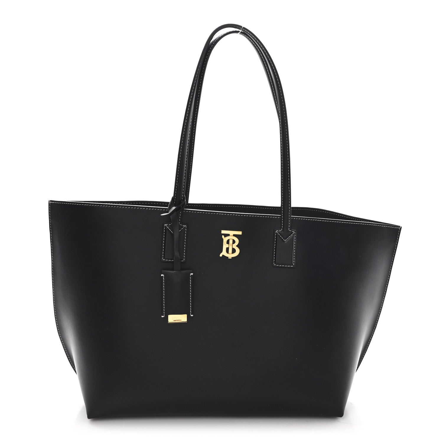 Burberry Calfskin Monogram Motif TB Medium Soft Tote Black 1 of 10