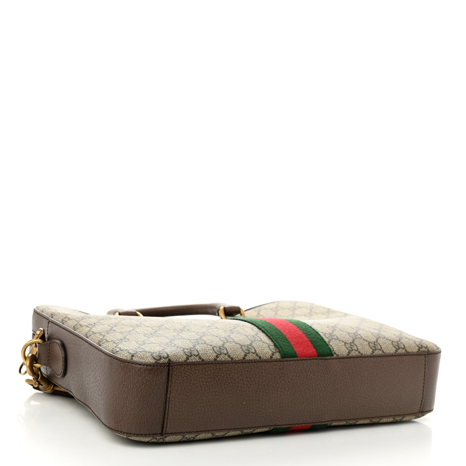 Gucci GG Supreme Monogram Textured Calfskin Web Medium Ophidia Briefcase Beige Ebony New Acero 4 of 10