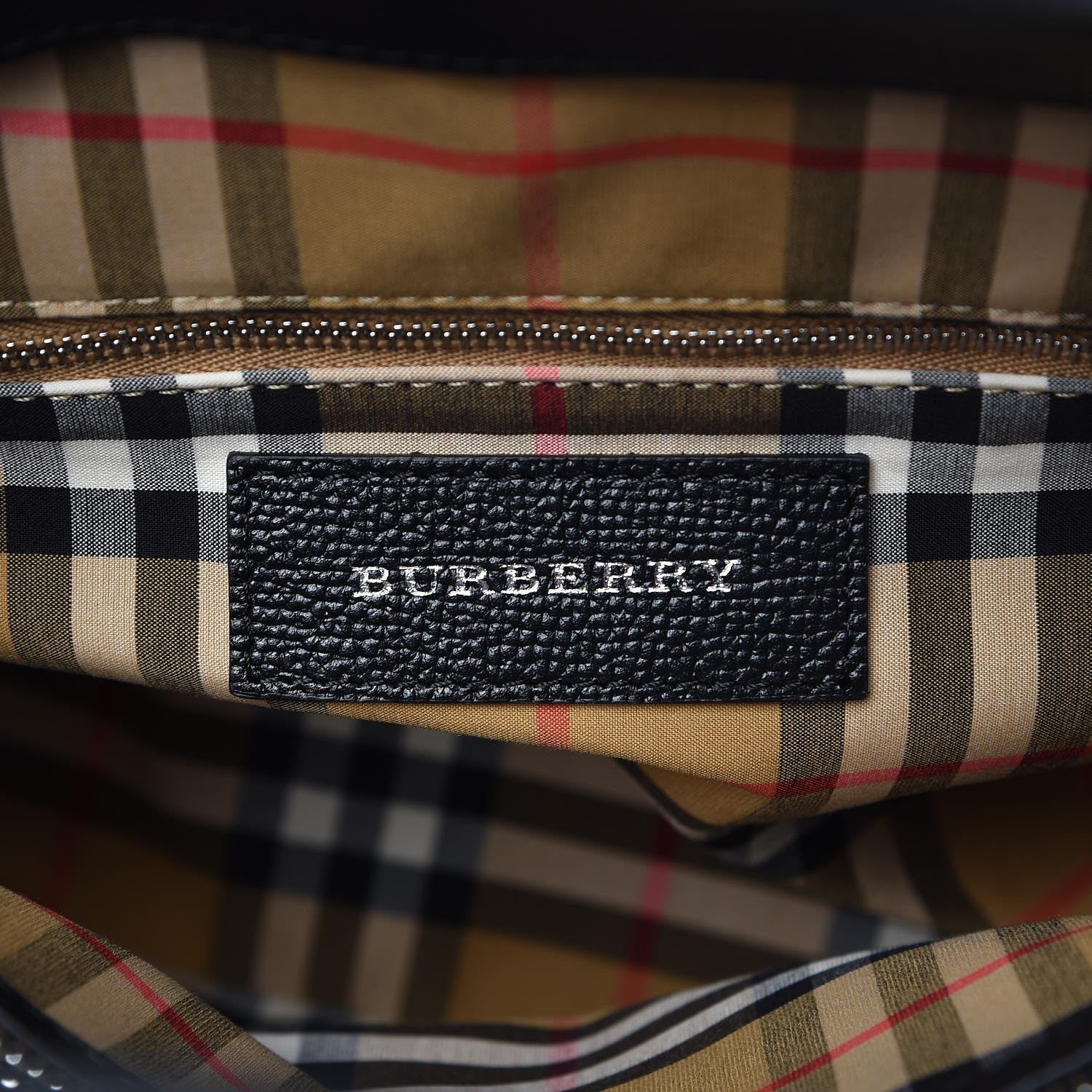 Burberry Derby Calfskin House Check Medium Banner Tote Black 7 of 10