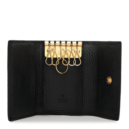 Gucci Pebbled Calfskin GG Marmont 6 Key Holder Black 5 of 8