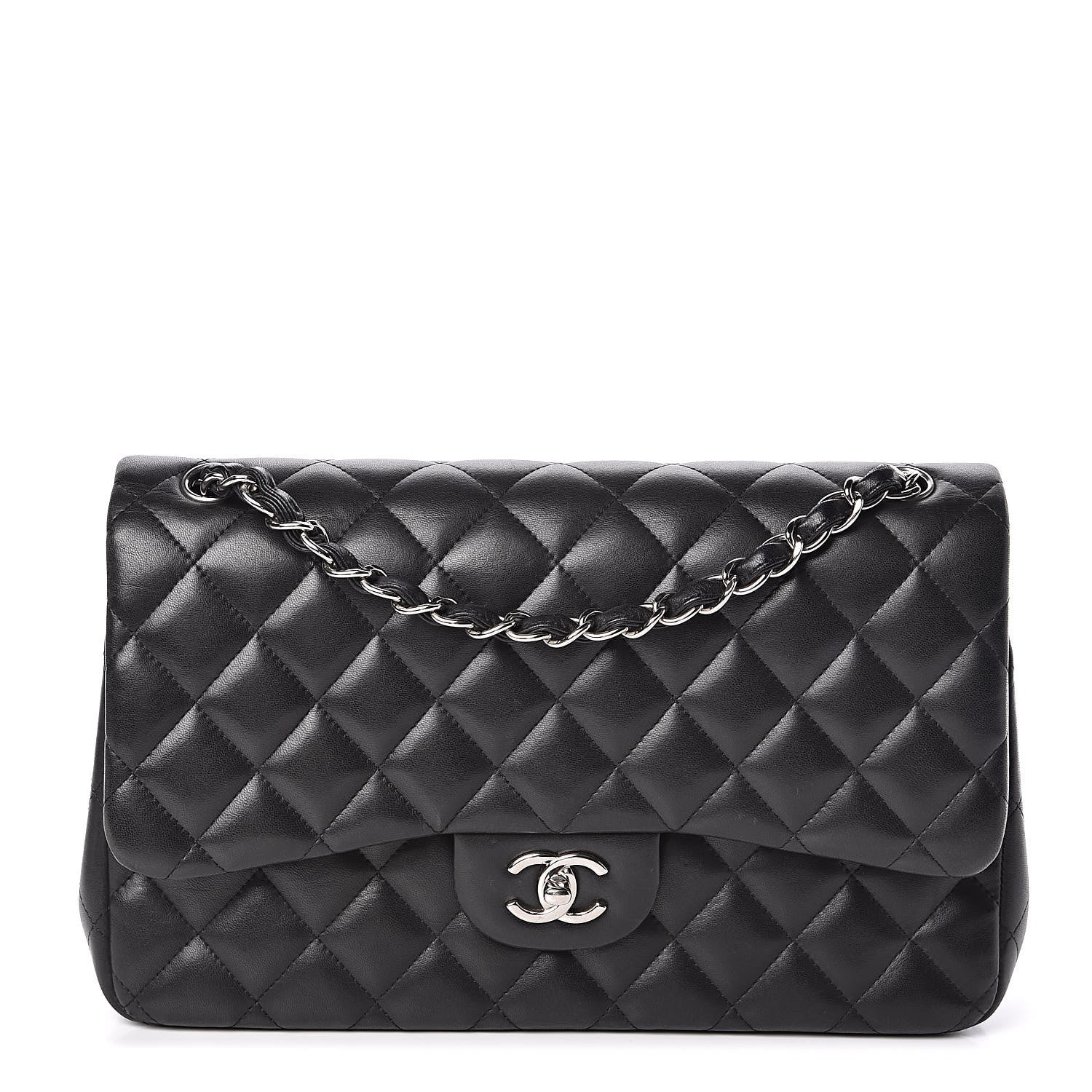 Chanel Lambskin Quilted Jumbo Double Flap Black 1 of 12