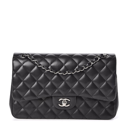 Chanel Lambskin Quilted Jumbo Double Flap Black 1 of 12