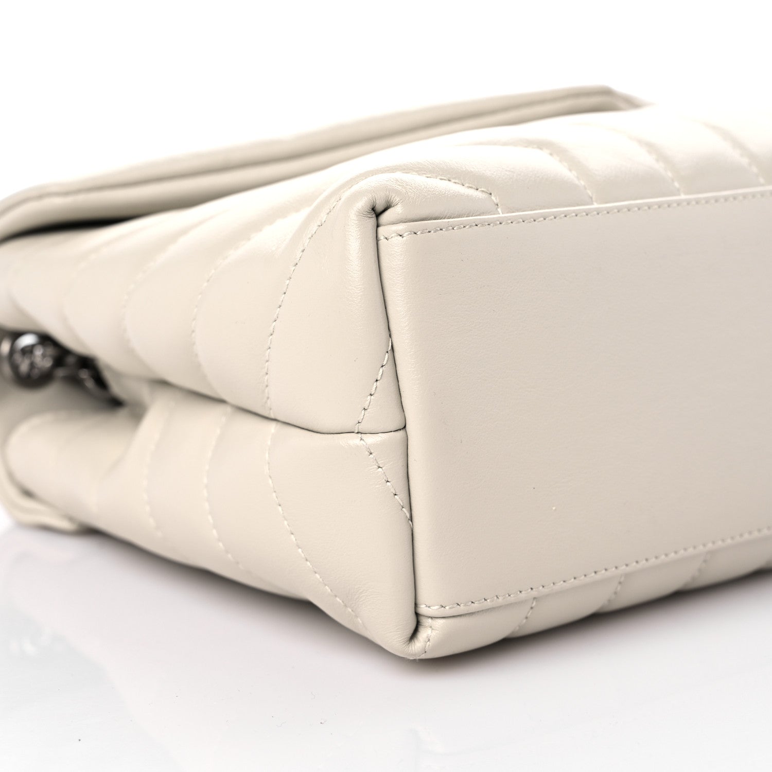 Saint Laurent Calfskin Y Quilted Monogram Small Loulou Chain Satchel Ivory 8 of 10