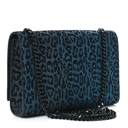 Saint Laurent Glitter Leopard Small Monogram Kate Satchel Blue 3 of 9