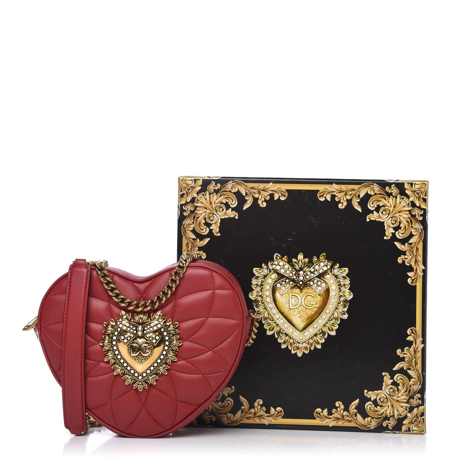 Dolce & Gabbana Calfskin Devotion Heart Zip Crossbody Bag Red 10 of 12