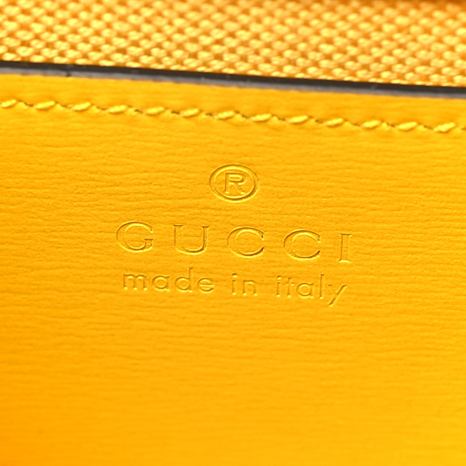 Gucci GG Monogram Scratch Lux Calfskin Mini Luce Shoulder Bag Yellow 6 of 9